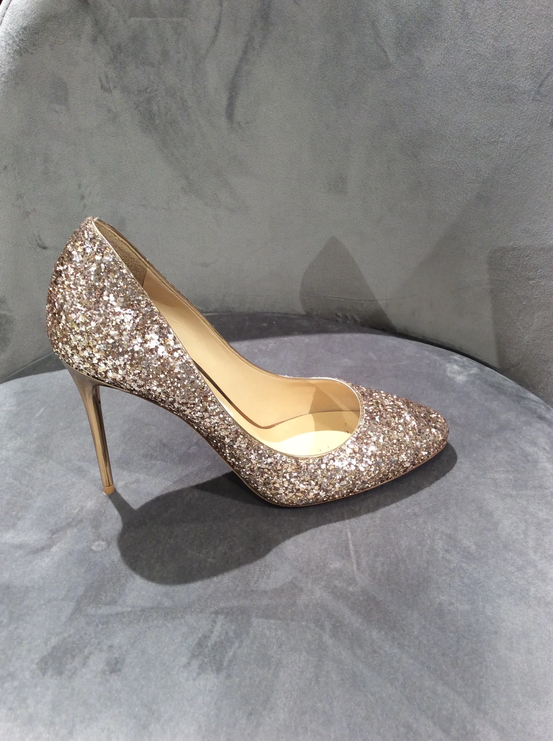 Jimmy Choo Champagne Glitter Pumps Size 9.5/39.5