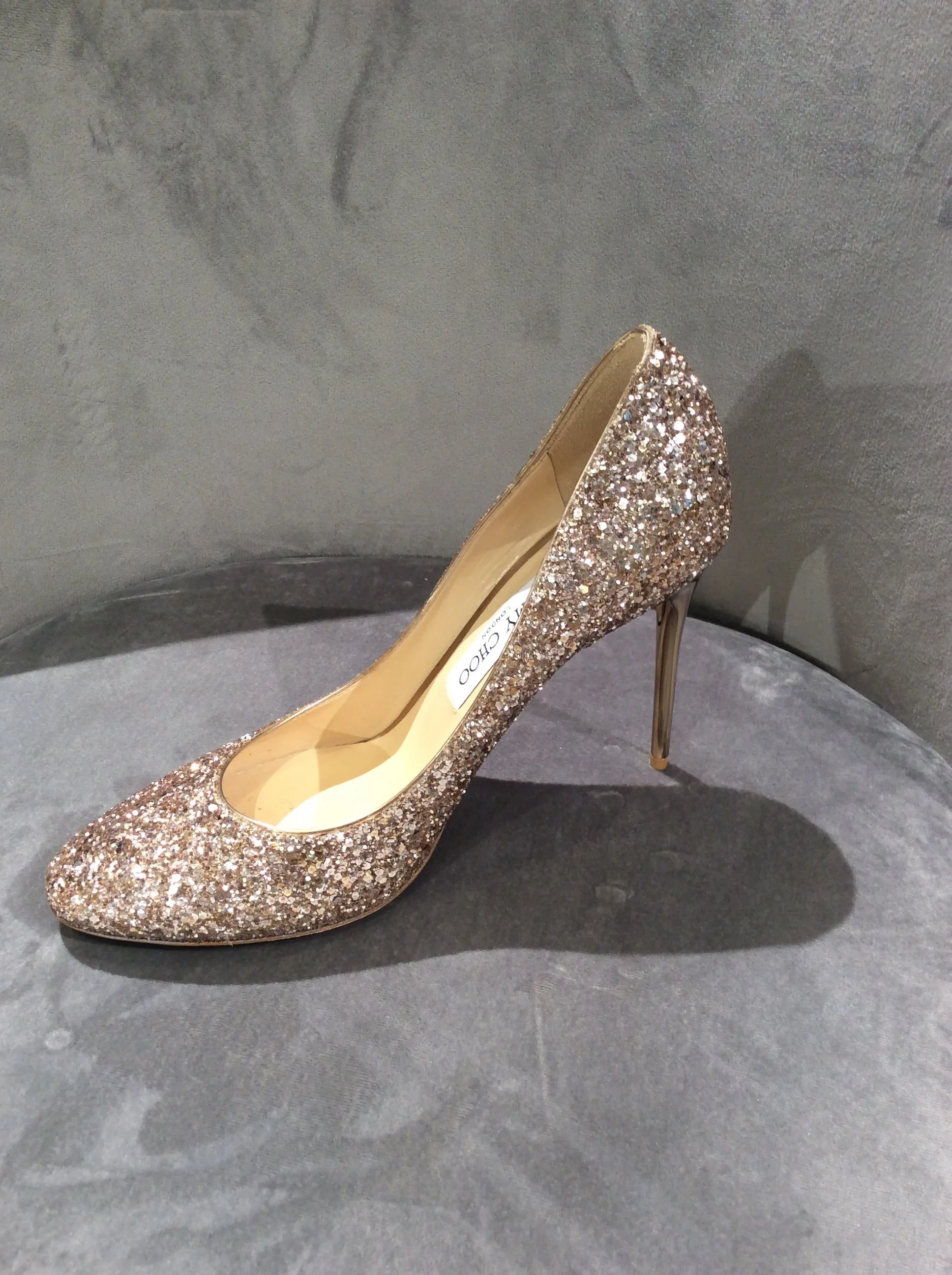 Jimmy Choo Champagne Glitter Pumps Size 9.5/39.5