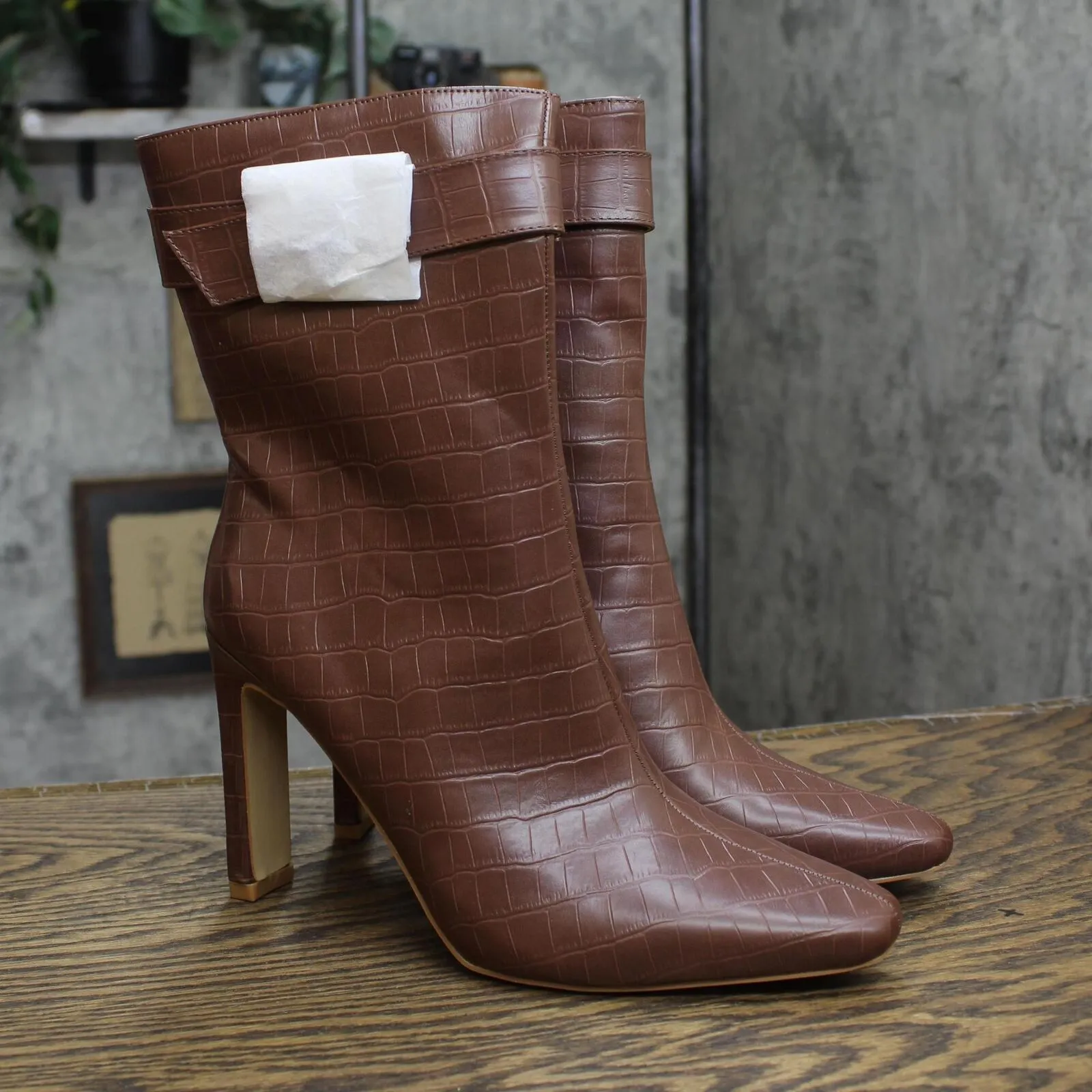 Journee Collection Elanie Tru Comfort Foam Zip Block Heel Booties Brown 8.5M