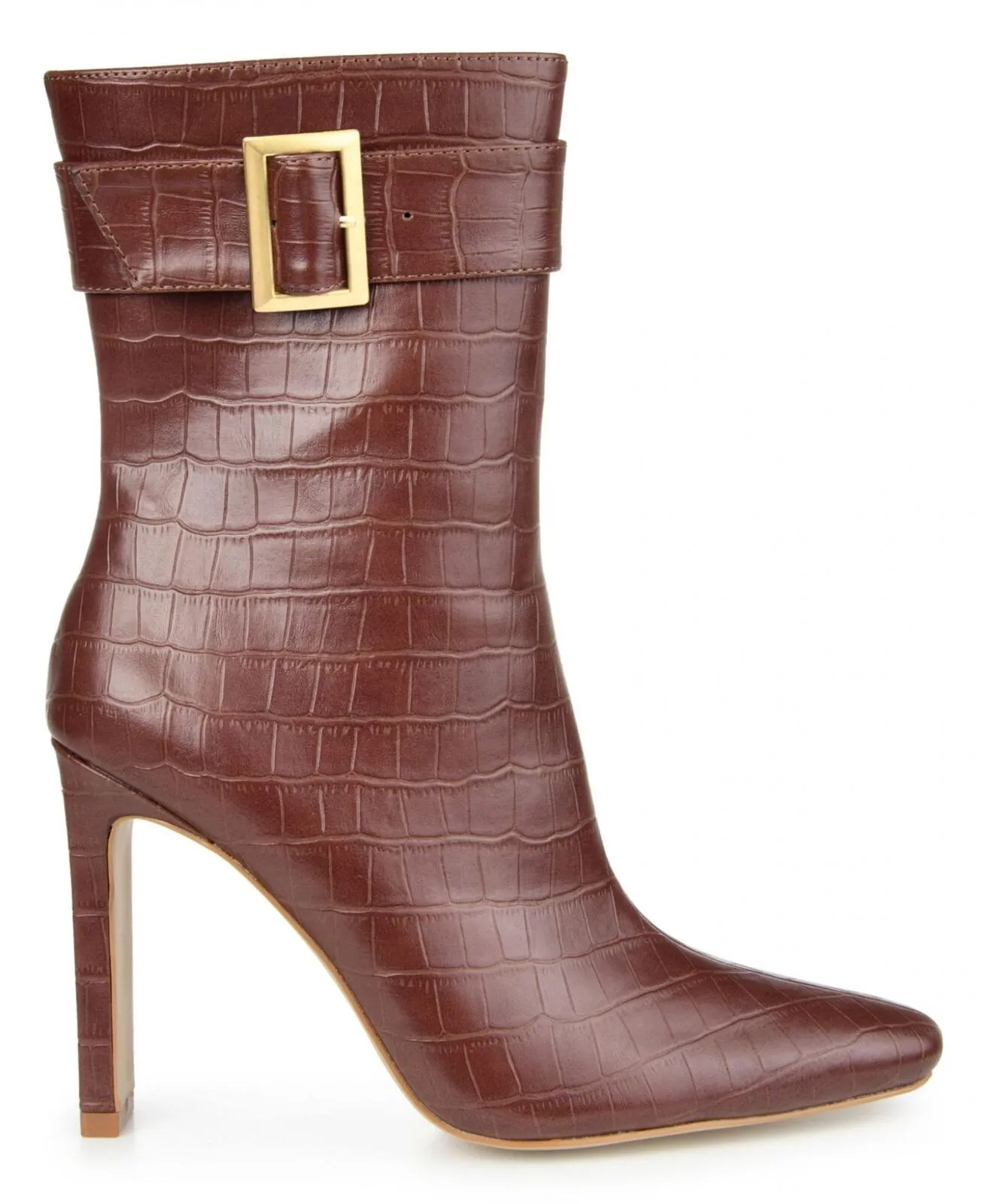 Journee Collection Elanie Tru Comfort Foam Zip Block Heel Booties Brown 8.5M
