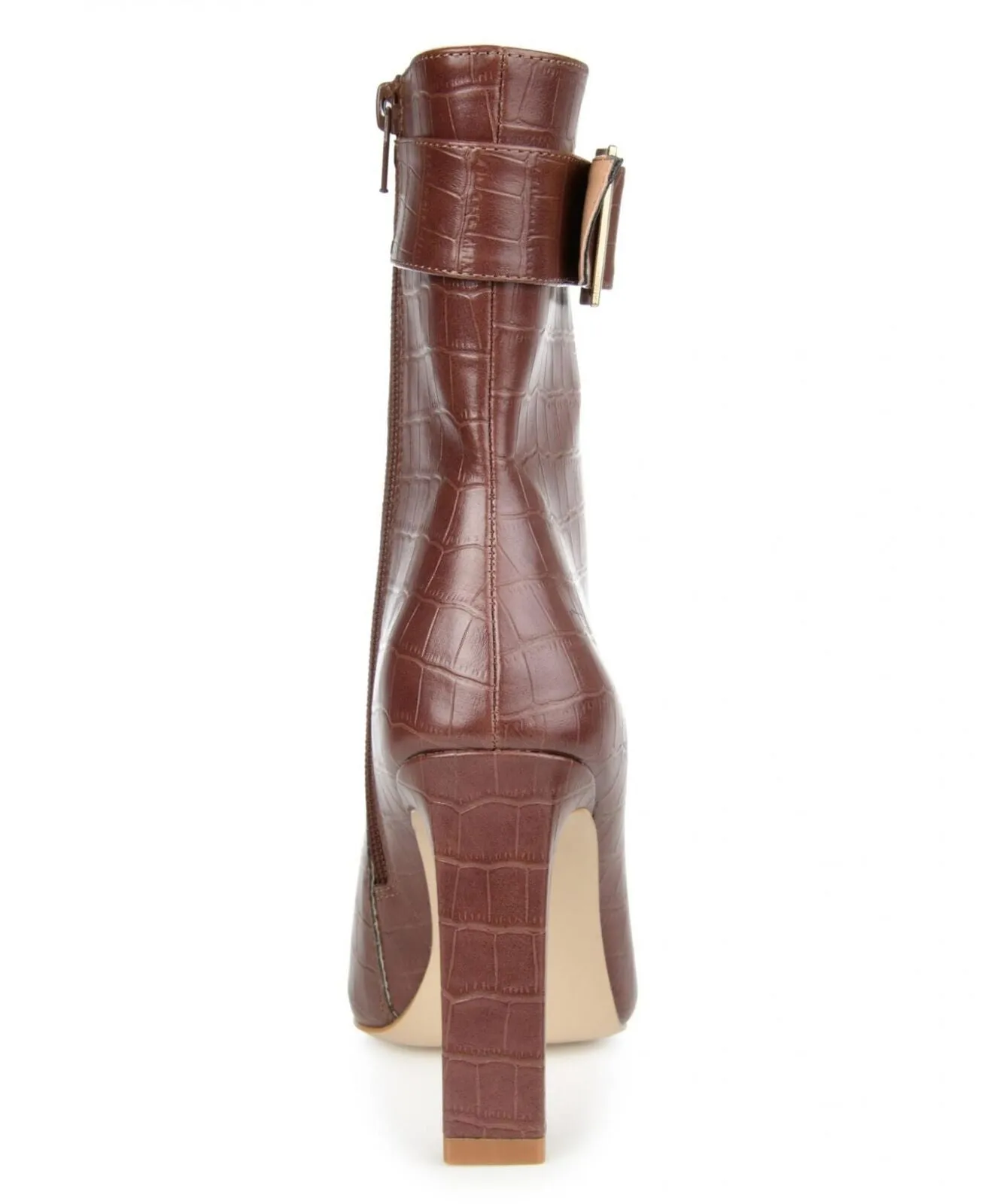 Journee Collection Elanie Tru Comfort Foam Zip Block Heel Booties Brown 8.5M