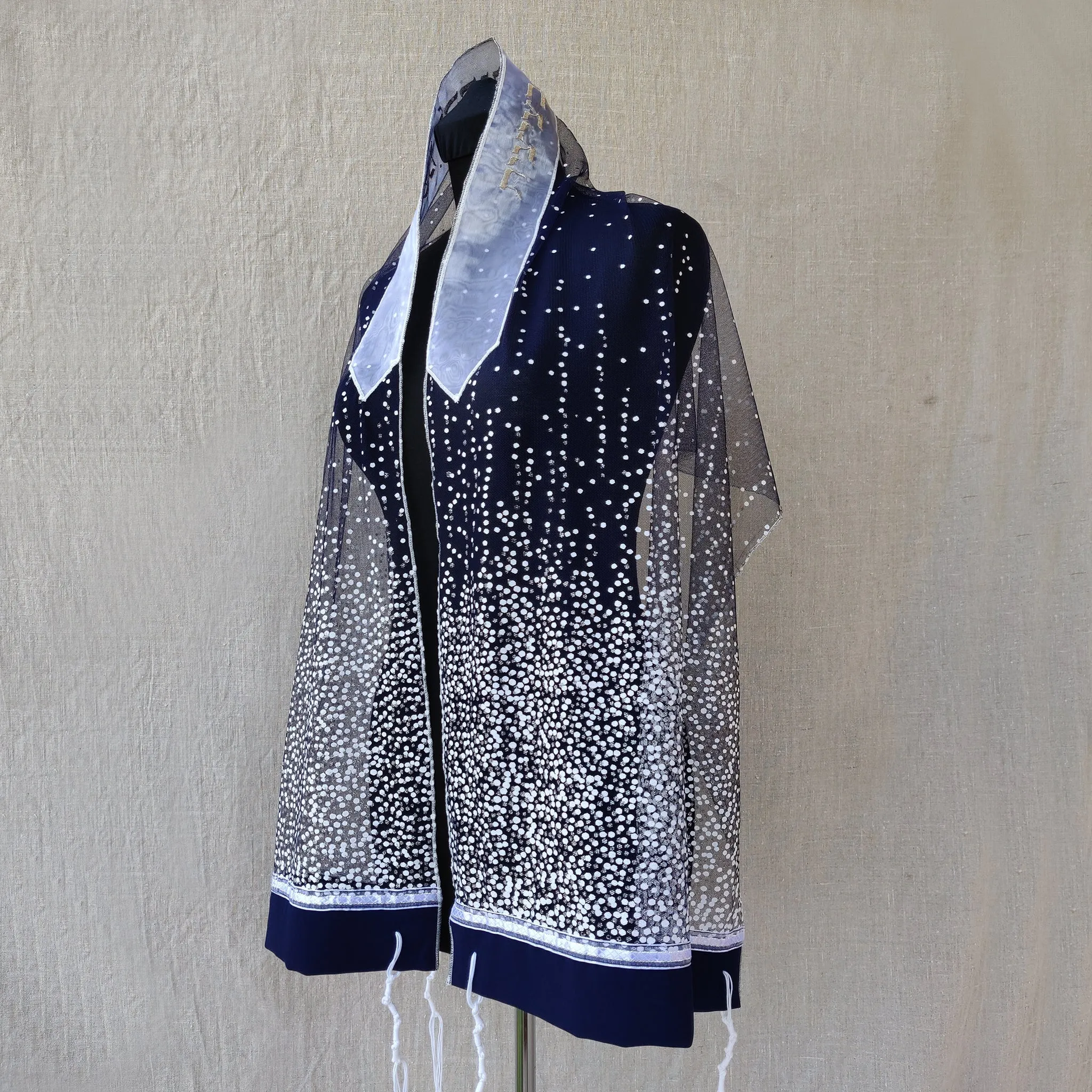 Lady Gabrieli - Tulle Tallit -  Dark Blue Glitter