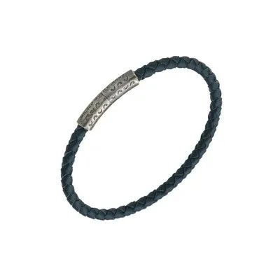 Lash Woven Leather with Engraved Clasp Bracelet