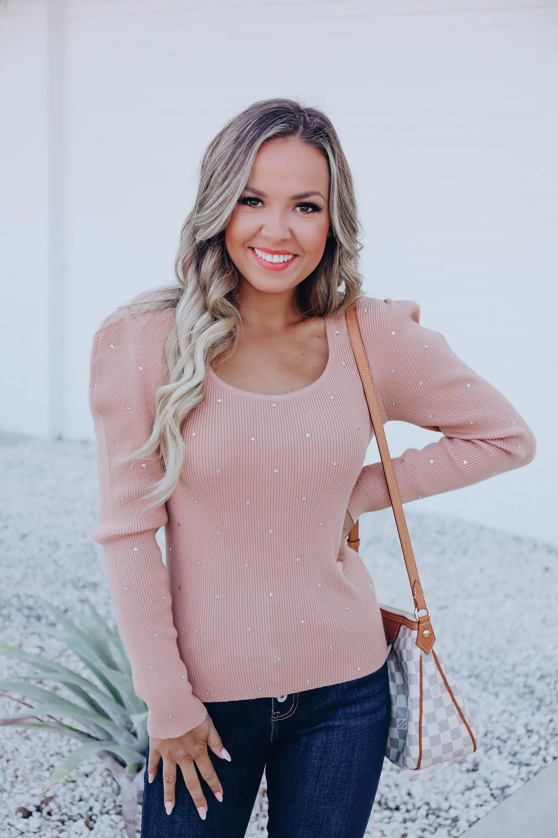 Laurissa Rhinestone Sweater - Tan