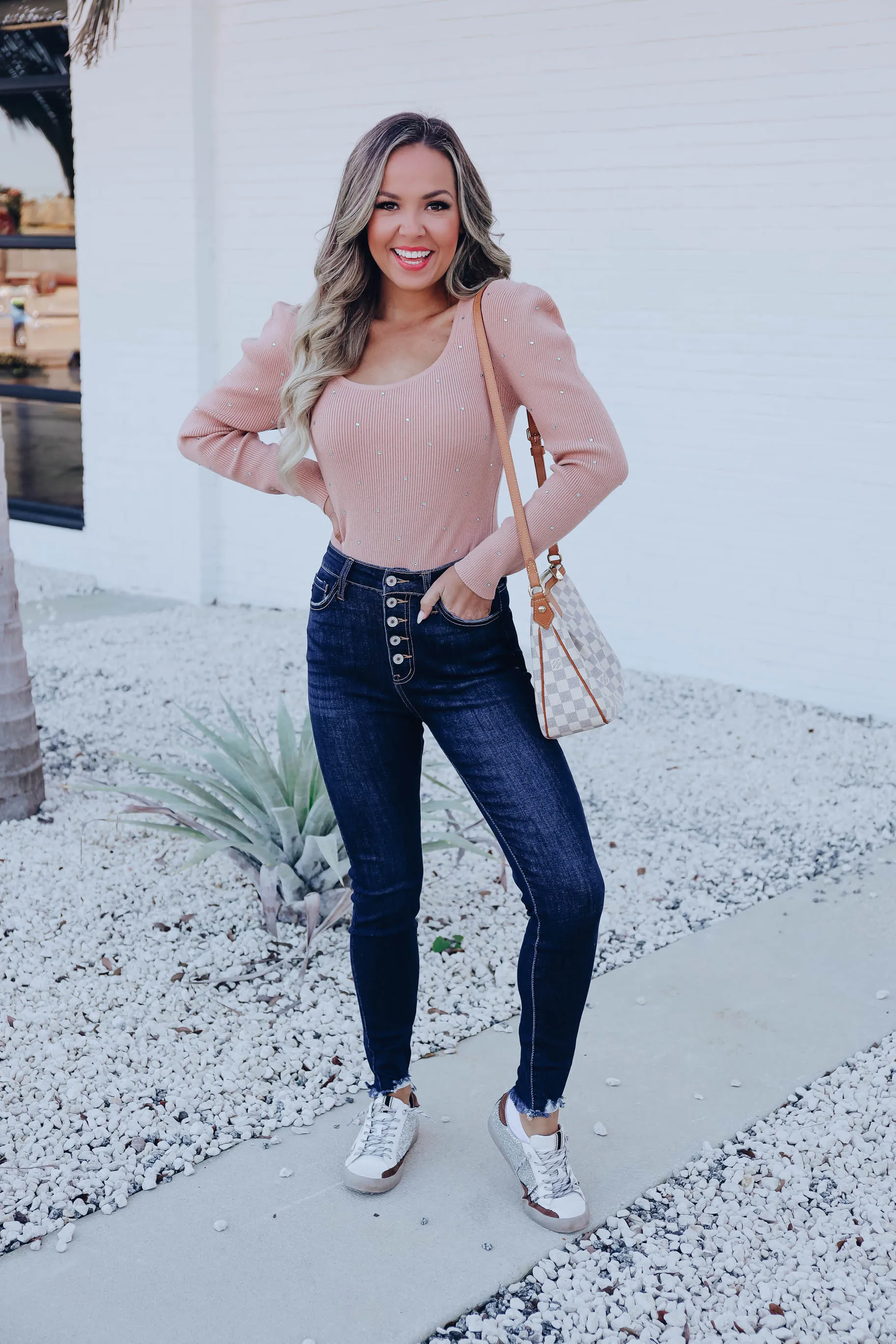 Laurissa Rhinestone Sweater - Tan
