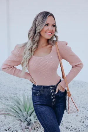 Laurissa Rhinestone Sweater - Tan