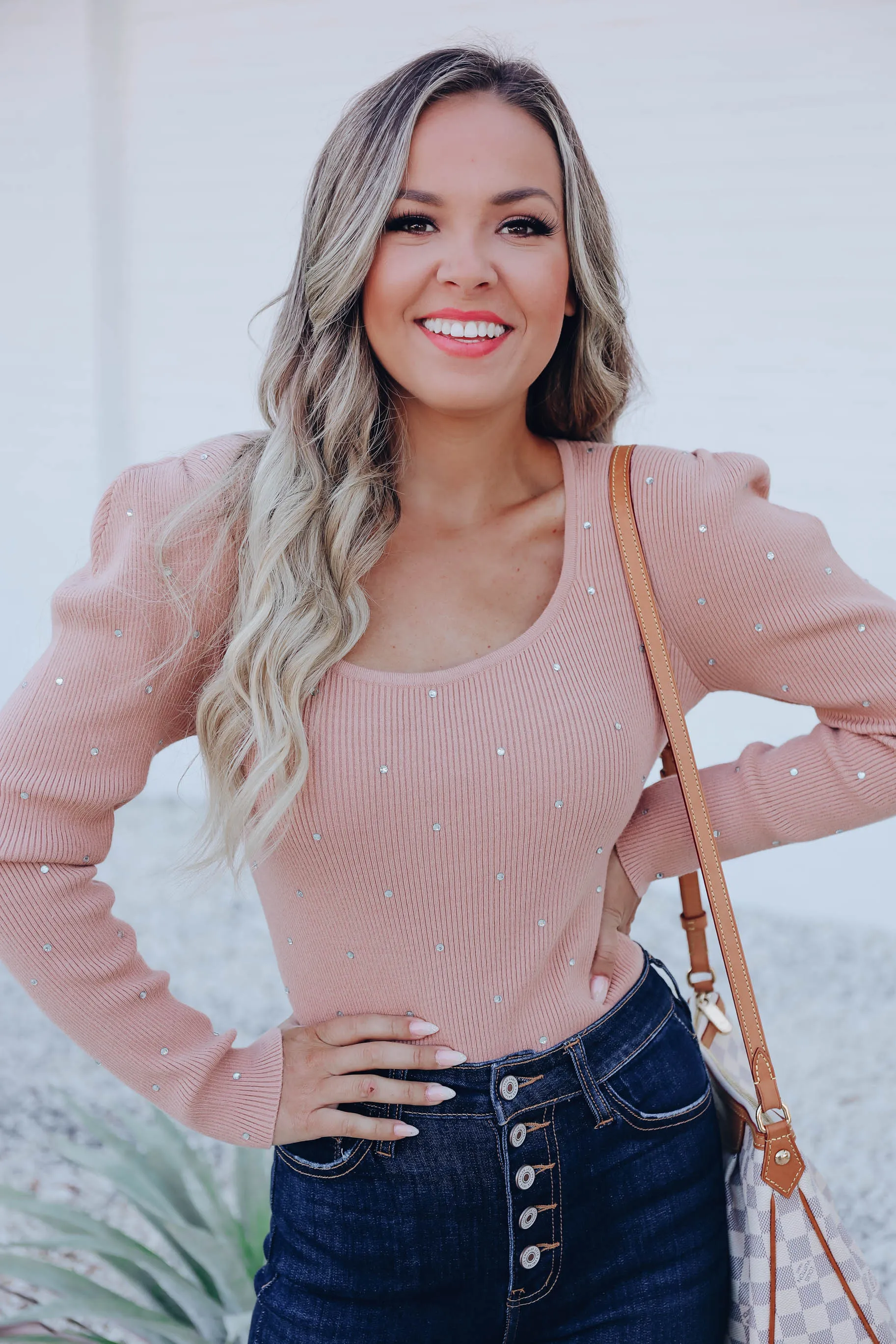 Laurissa Rhinestone Sweater - Tan