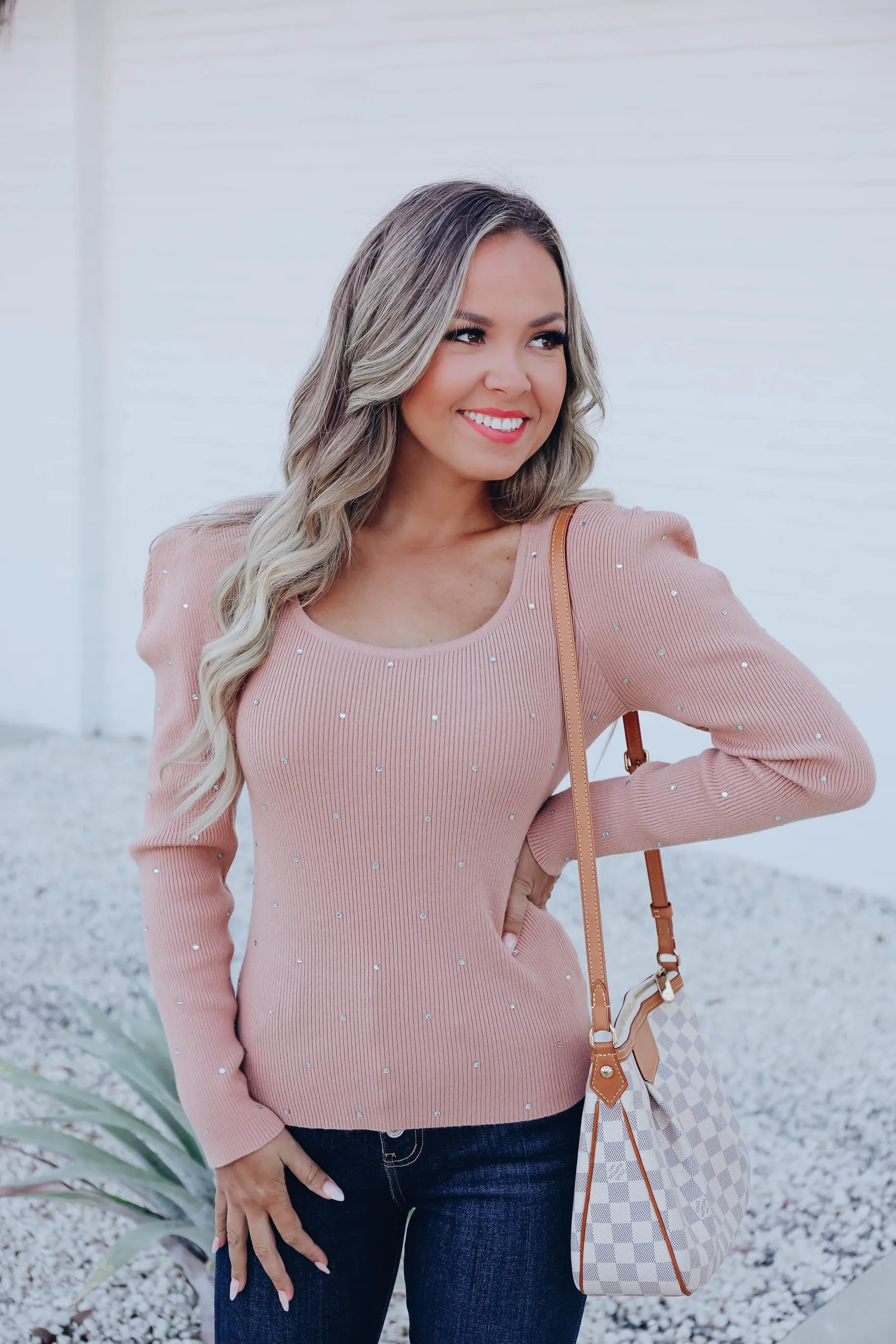 Laurissa Rhinestone Sweater - Tan