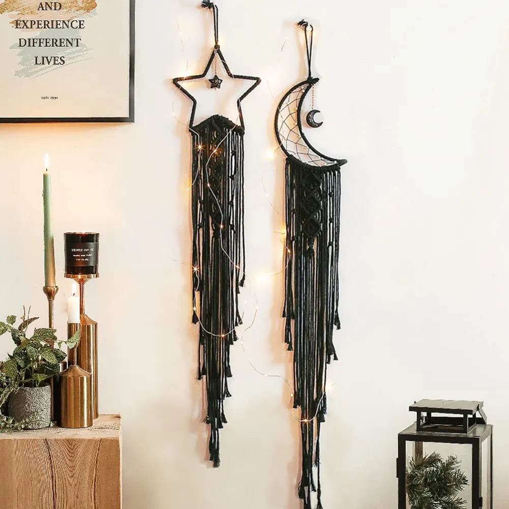Macrame Woven Moon Star Dream Catchers