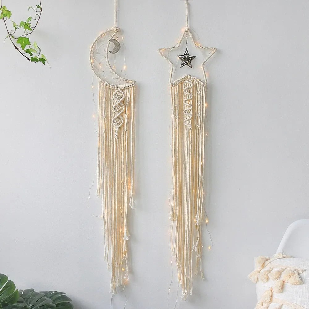 Macrame Woven Moon Star Dream Catchers