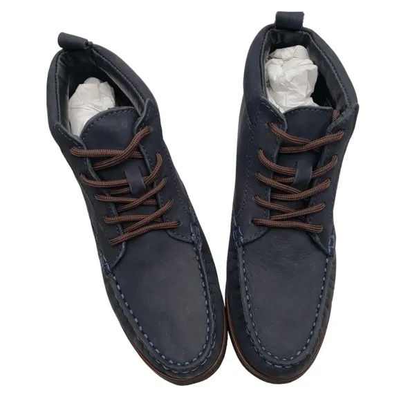 Marc Joseph | NIB Gramercy Navy Nubuck Leather Preppy High Top Booties Boy's 1