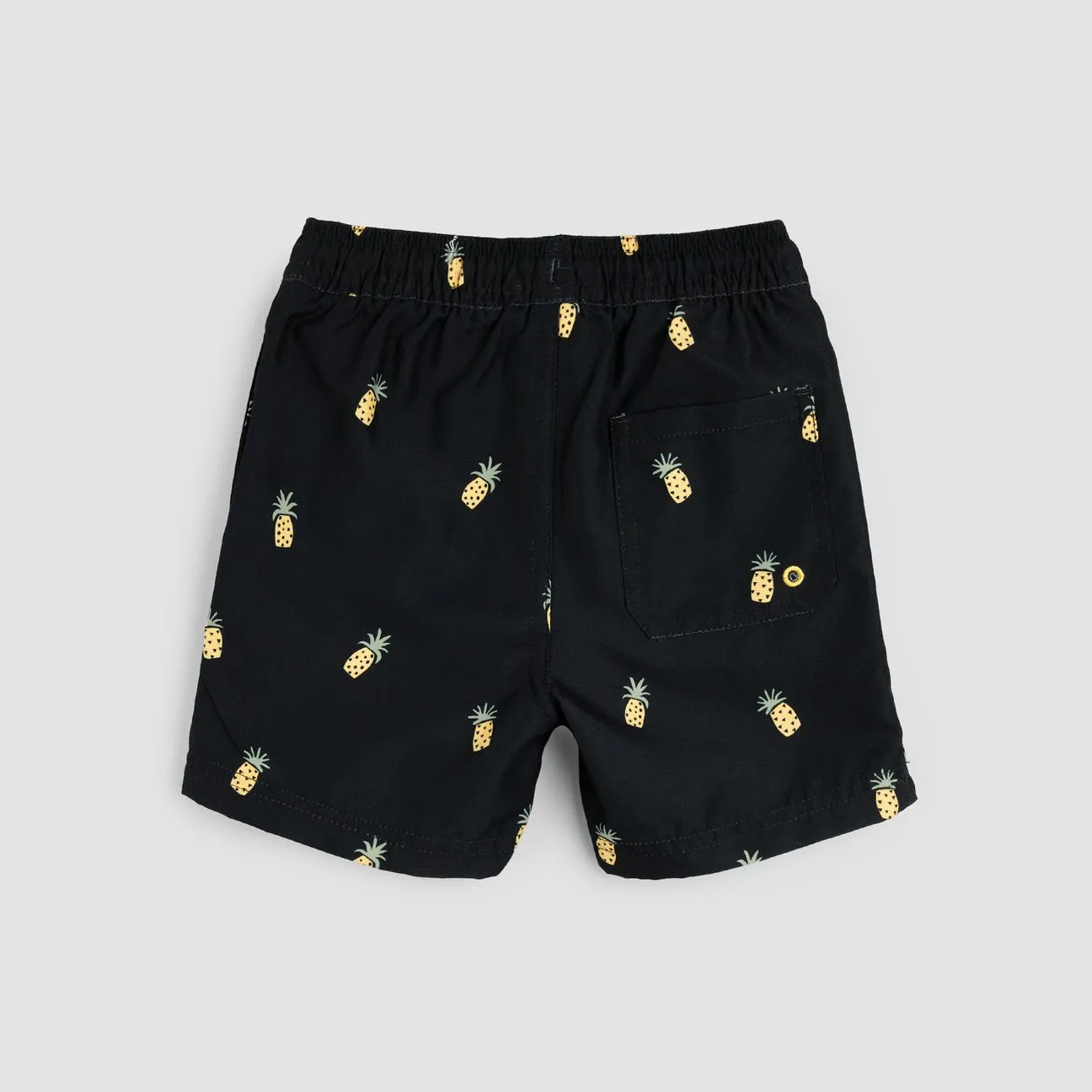 Miles the Label Pineapple Print on Black Swim Trunks