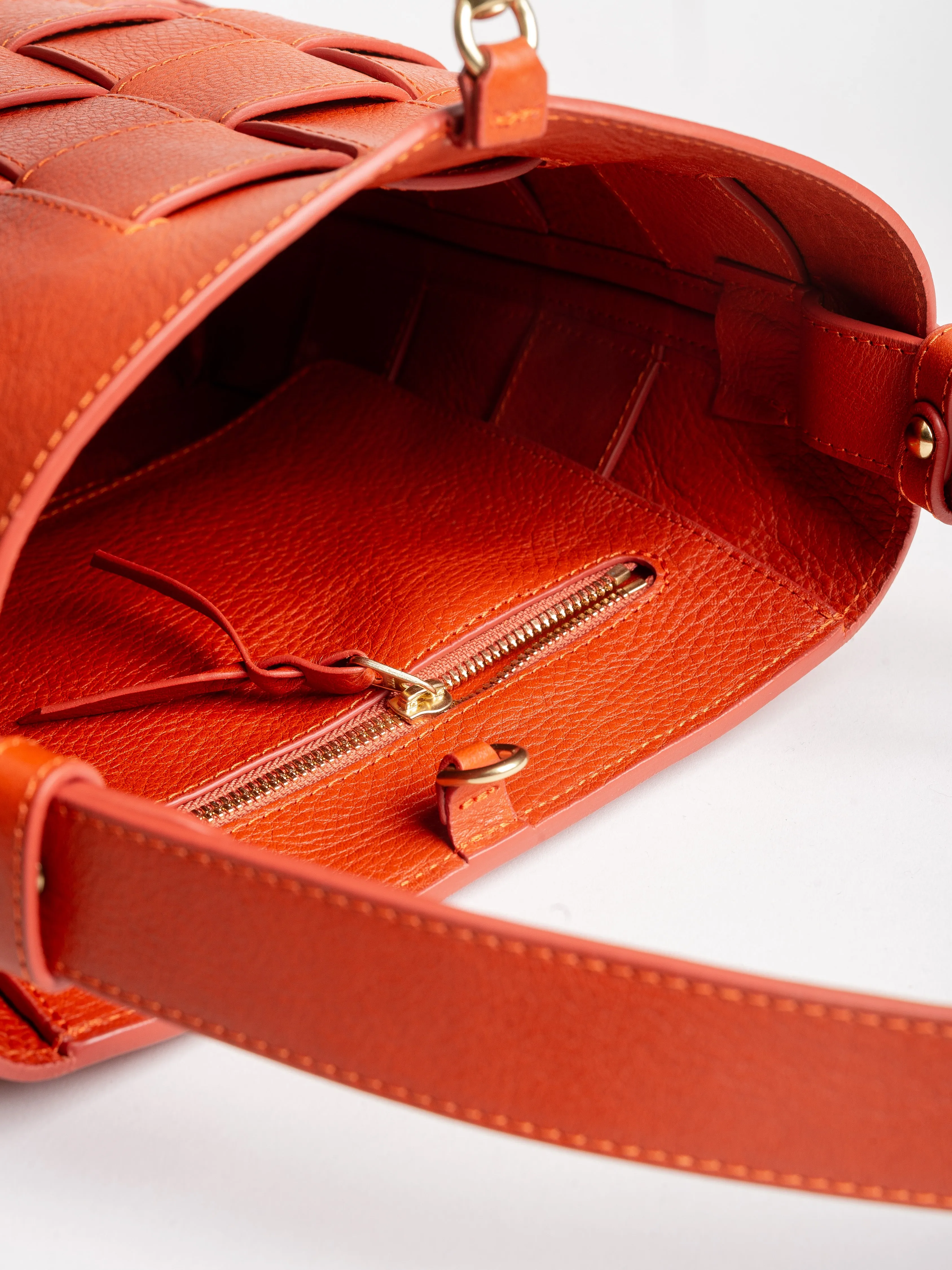 mini woven bucket - orange