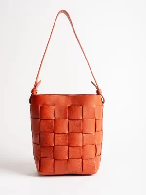 mini woven bucket - orange