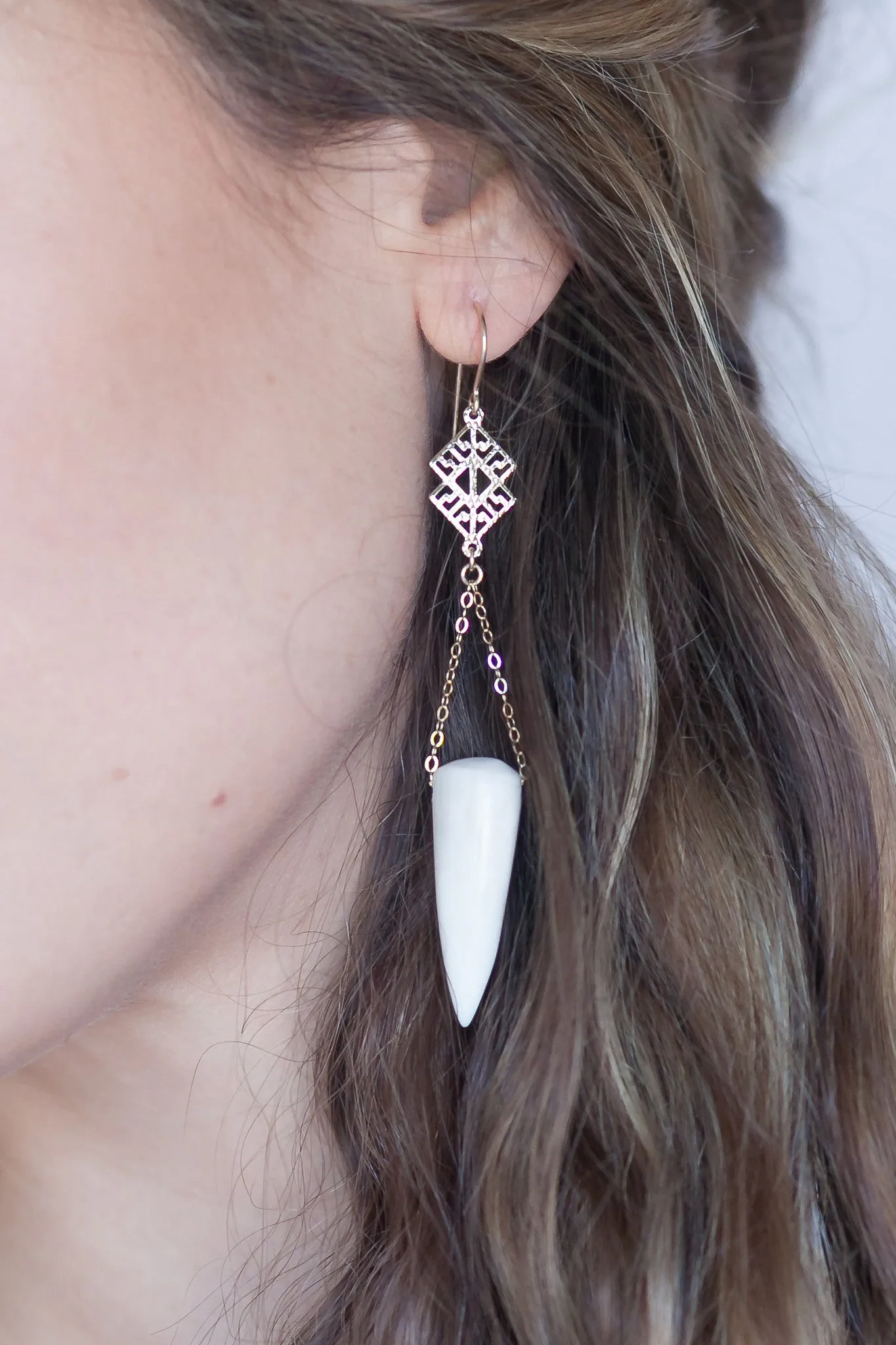 Navajo Elk Tip Earrings