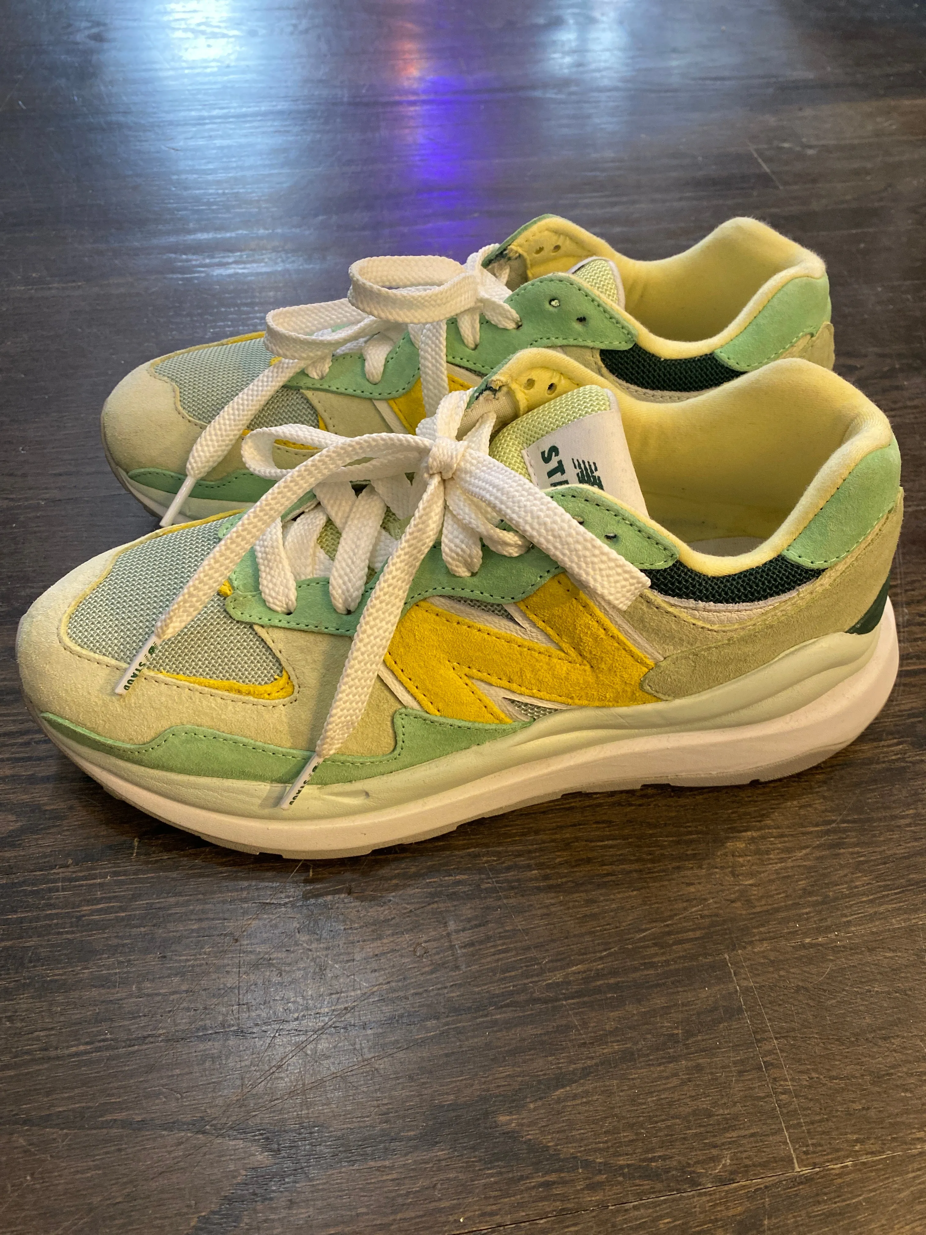 New Balance X STAUD Green and Yellow Suede Sneaker