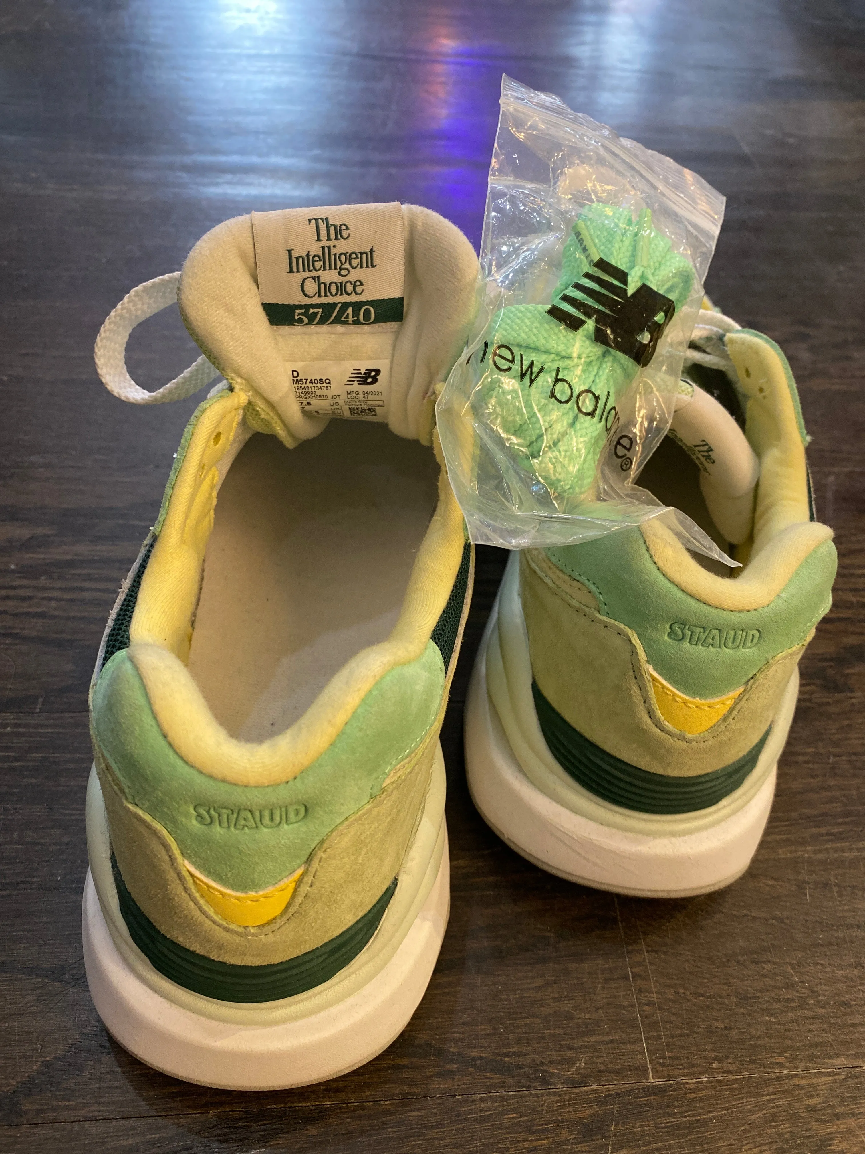 New Balance X STAUD Green and Yellow Suede Sneaker