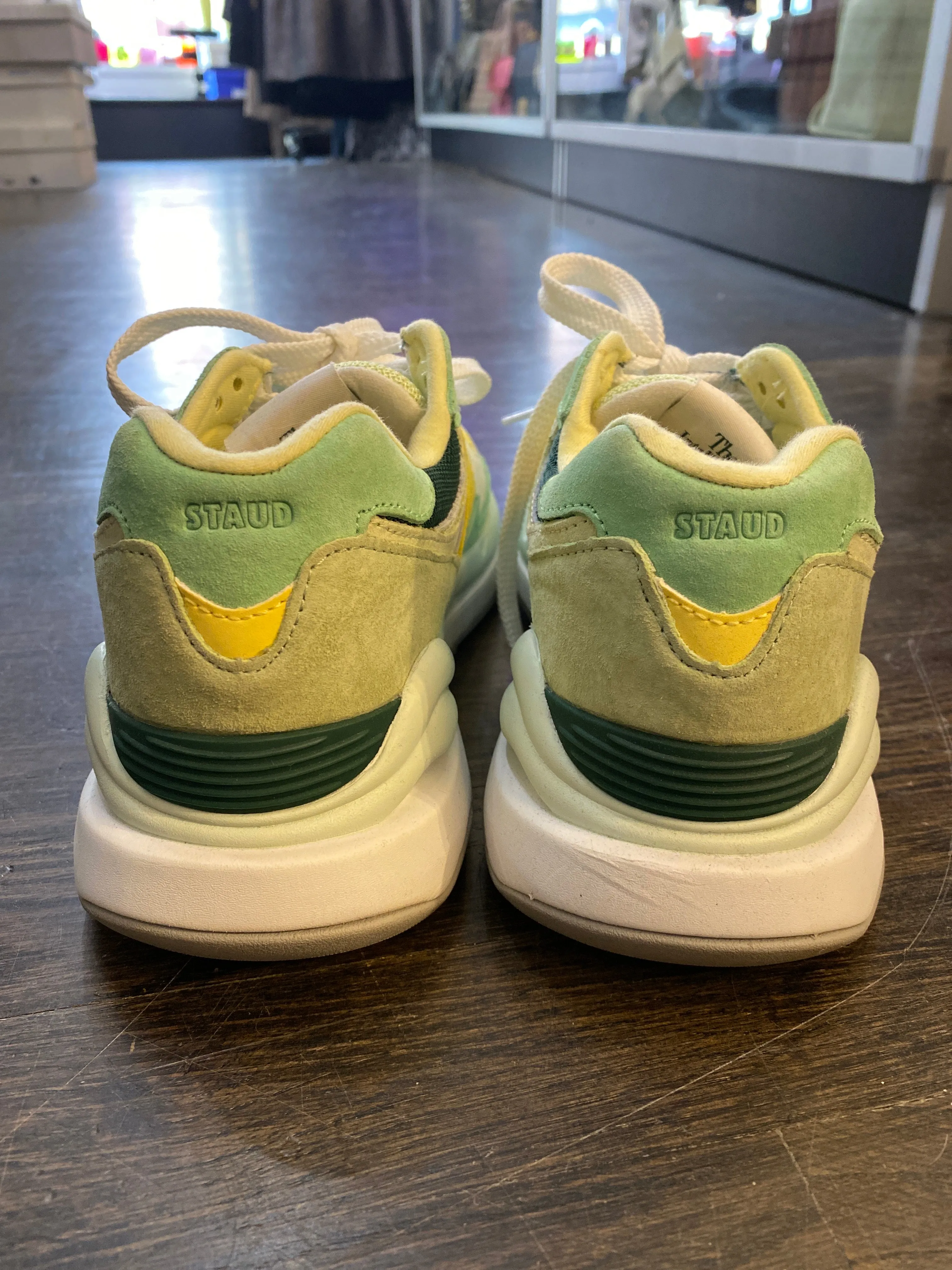 New Balance X STAUD Green and Yellow Suede Sneaker