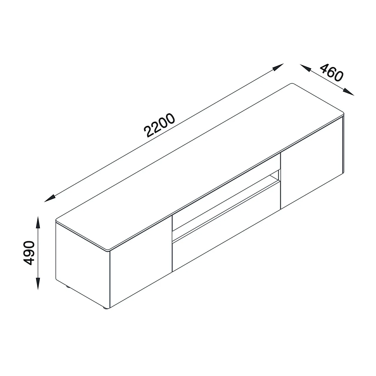 Newtown Entertainment Unit 2200 - High Gloss White