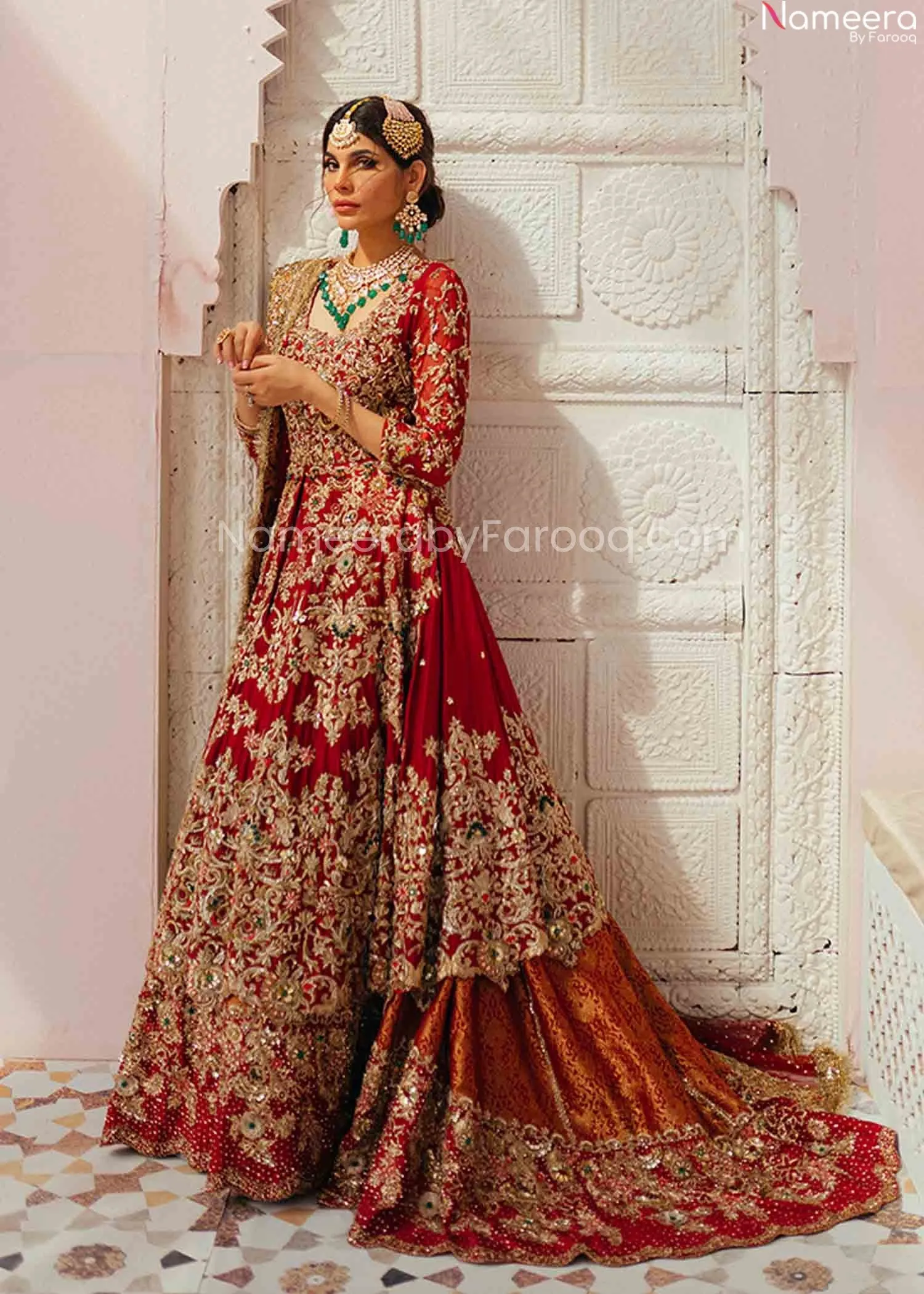 Pakistani Anarkali Lehenga Bridal Dress in Frock #BN952