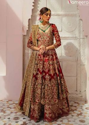 Pakistani Anarkali Lehenga Bridal Dress in Frock #BN952