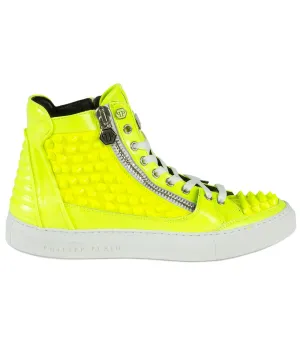 Philipp Plein Clever Hi-Top Sneakers | Yellow Leather