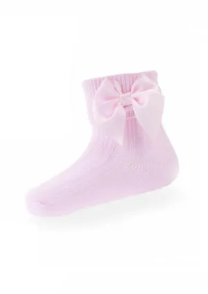 Pink Ribbed Turnover Ankle Sock