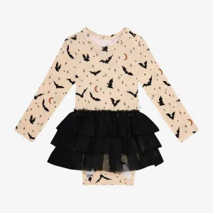 Posh Peanut- Spooky Bats Long Sleeve Tulle Skirt Bodysuit