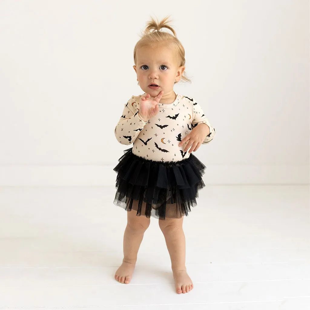 Posh Peanut- Spooky Bats Long Sleeve Tulle Skirt Bodysuit