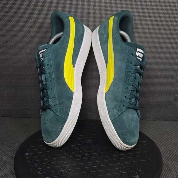 Puma Suede Teams II Shoes Mens Sz 12 Green Yellow Sneakers