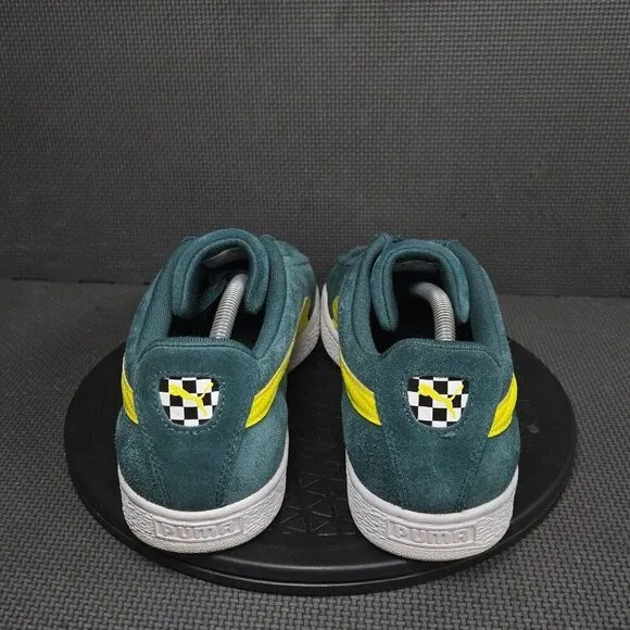 Puma Suede Teams II Shoes Mens Sz 12 Green Yellow Sneakers