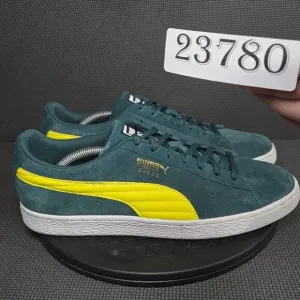 Puma Suede Teams II Shoes Mens Sz 12 Green Yellow Sneakers