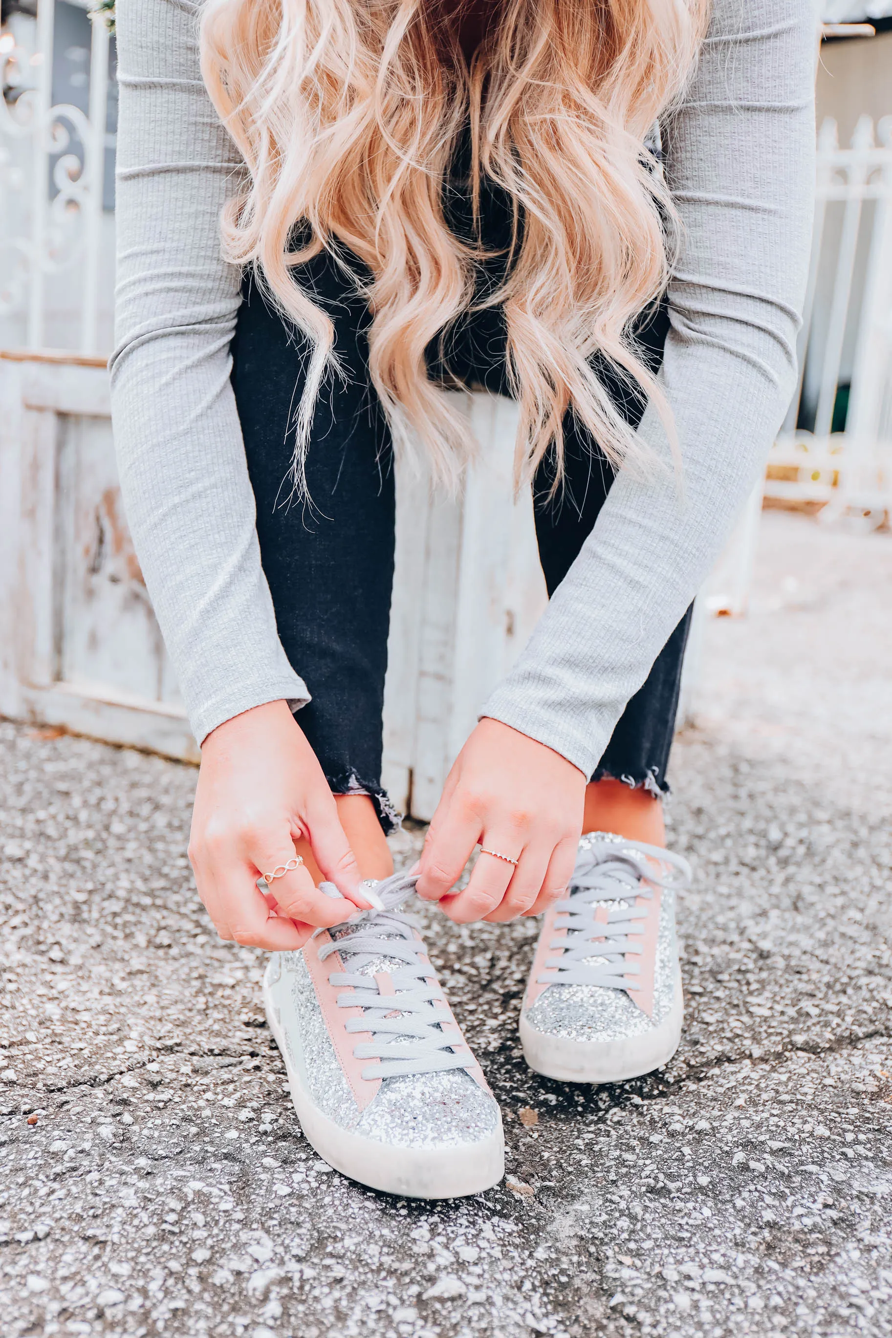 Sabrina Glitter Sneakers by ShuShop - Silver
