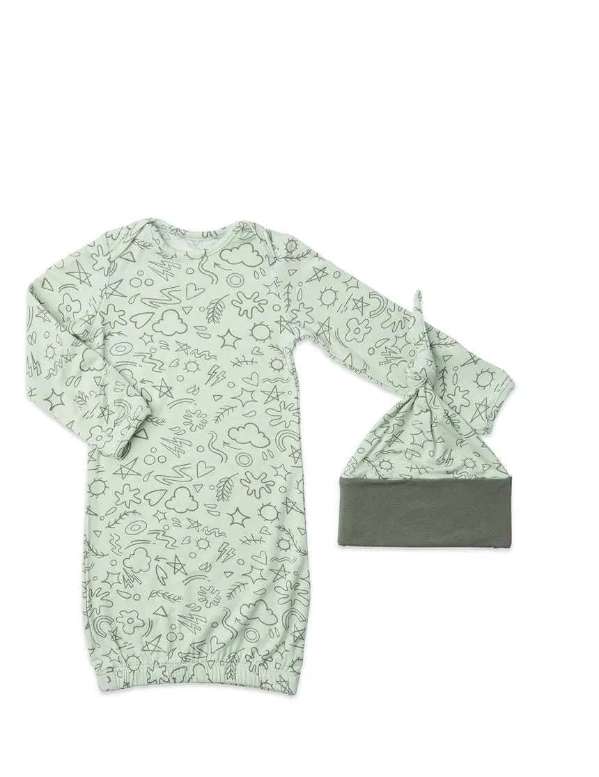 Sage Doodle Analise 5-Piece PJ & Baby Set