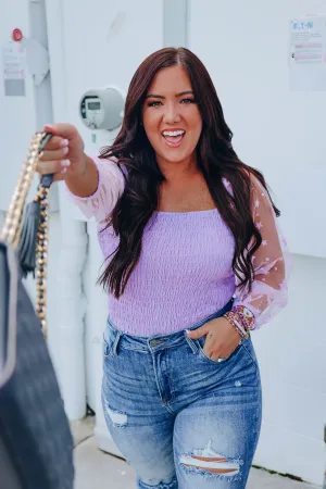Star Smocked Crop Top - Lilac