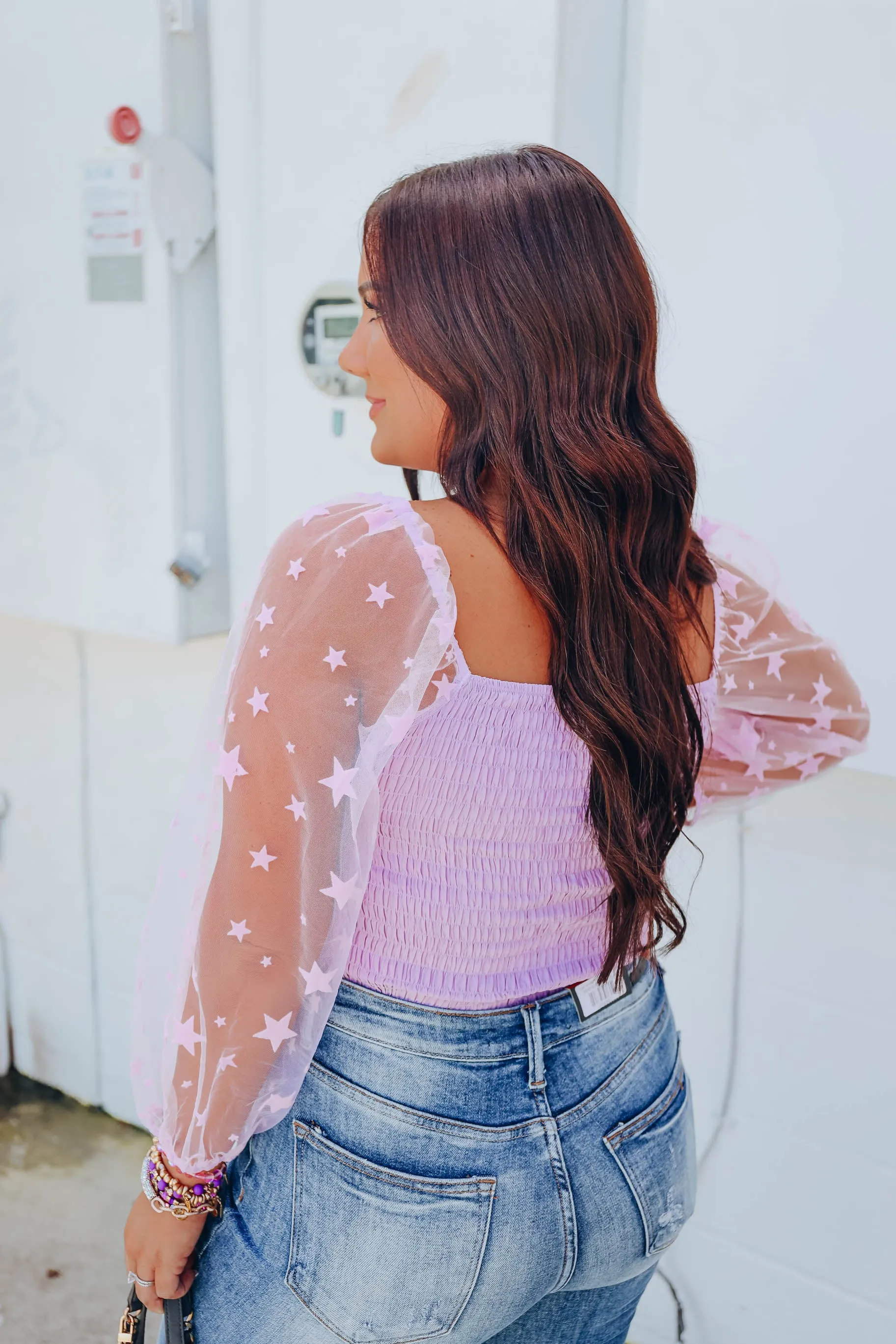 Star Smocked Crop Top - Lilac