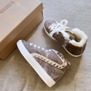 Steve Madden Tracey Star High Top Suede Sneakers in Grey 6