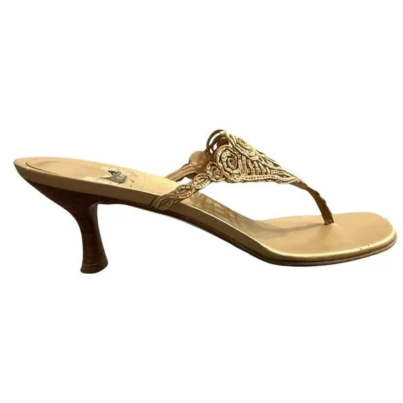 Stuart Weitzman Raffia Plantation Rawhide Laniard Sandals Size 8