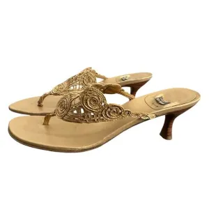 Stuart Weitzman Raffia Plantation Rawhide Laniard Sandals Size 8