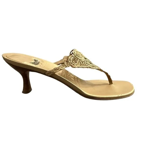 Stuart Weitzman Raffia Plantation Rawhide Laniard Sandals Size 8