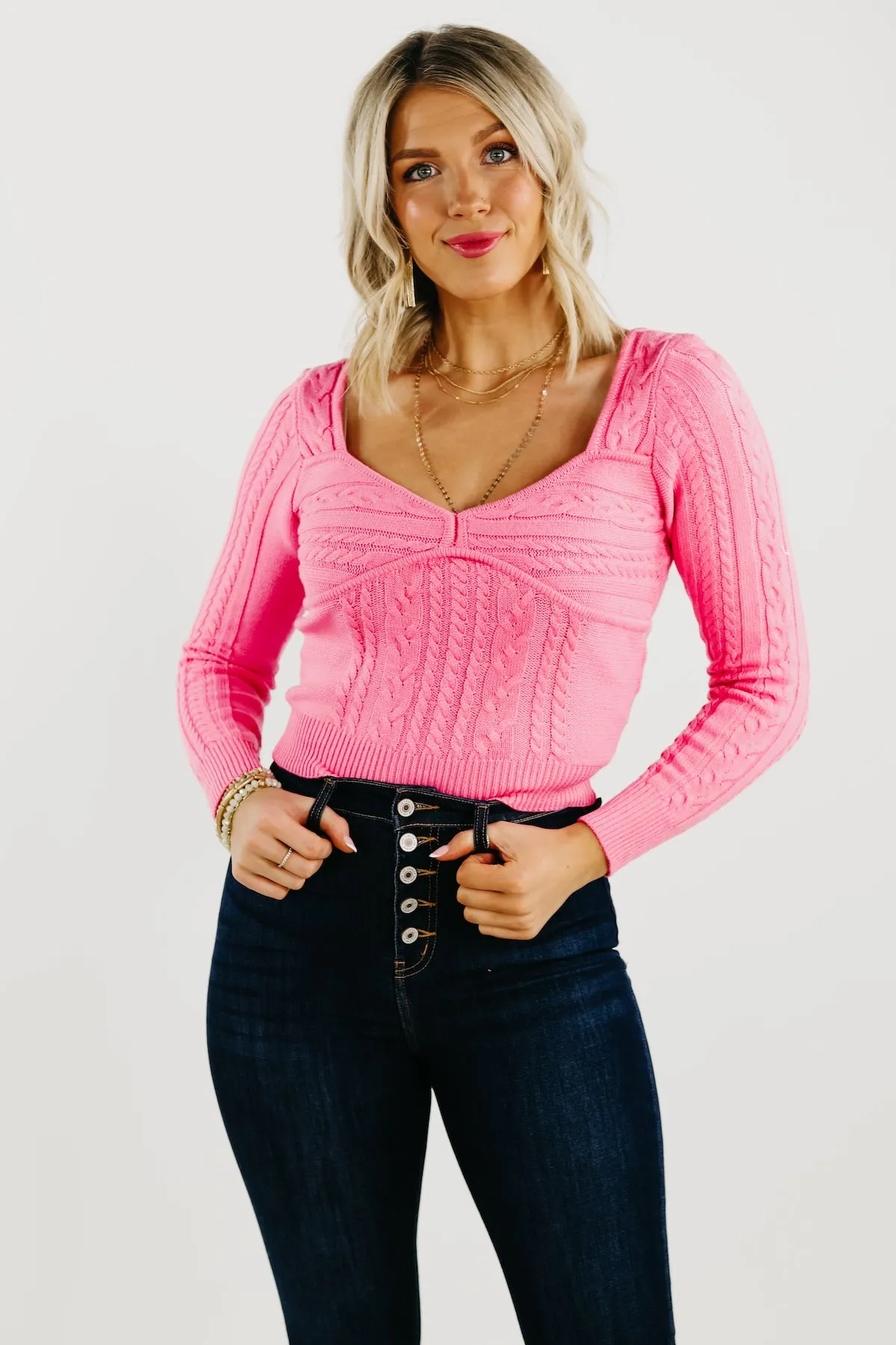 The Lush Maxine Cable Knit Sweater - FINAL SALE