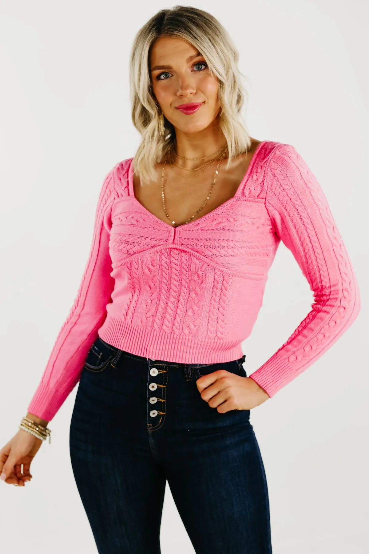 The Lush Maxine Cable Knit Sweater - FINAL SALE