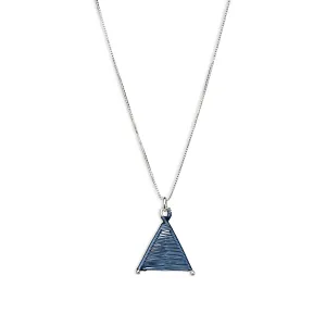 Tiny Woven Wishbone Dark Blue Copper & Silver Necklace