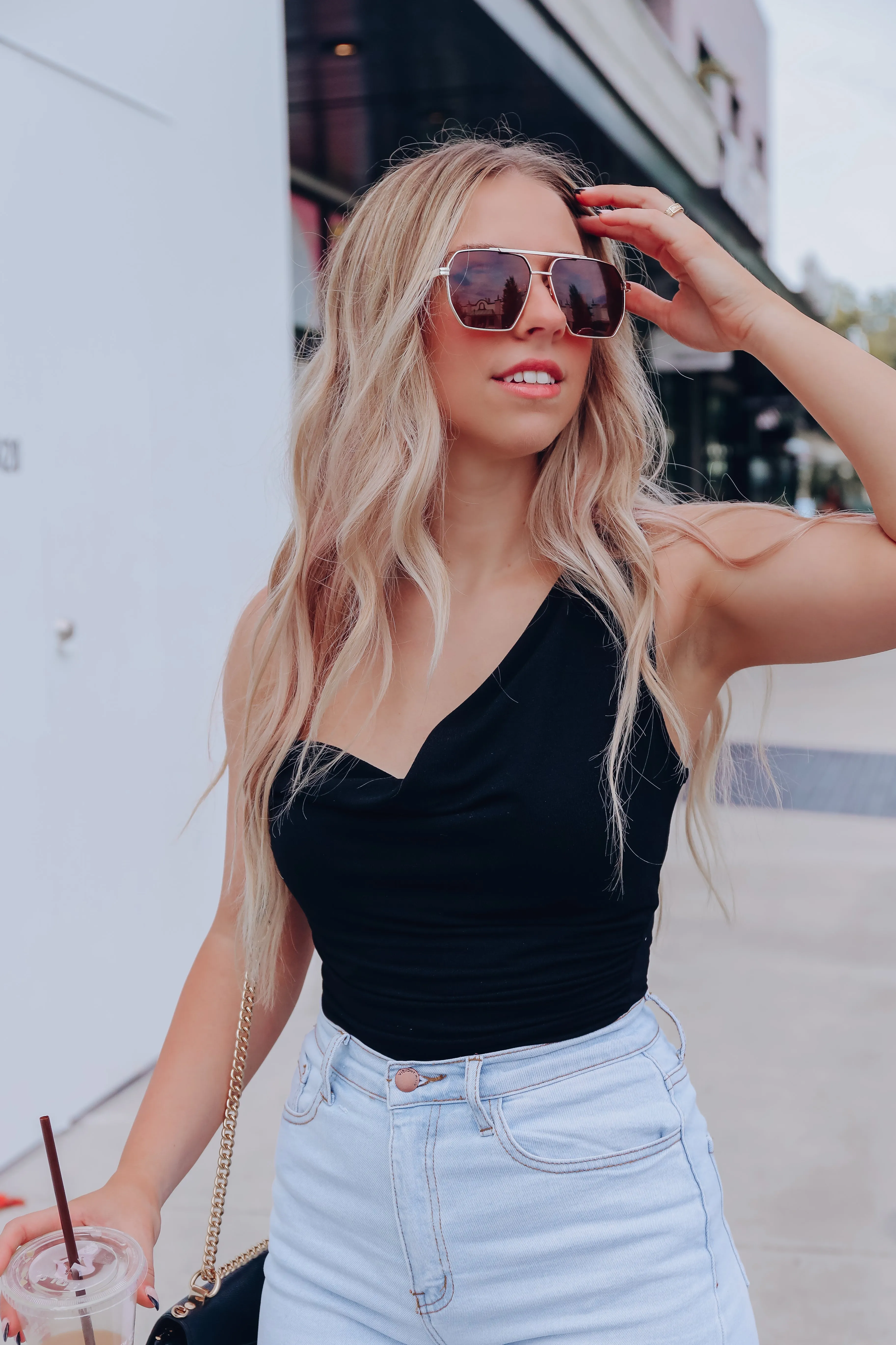 Trixie Cowl Neck Bodysuit - Black