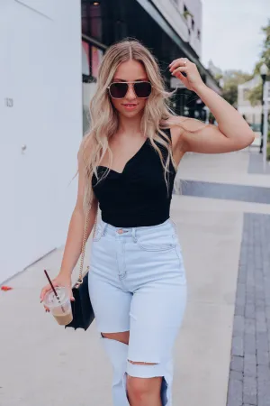Trixie Cowl Neck Bodysuit - Black