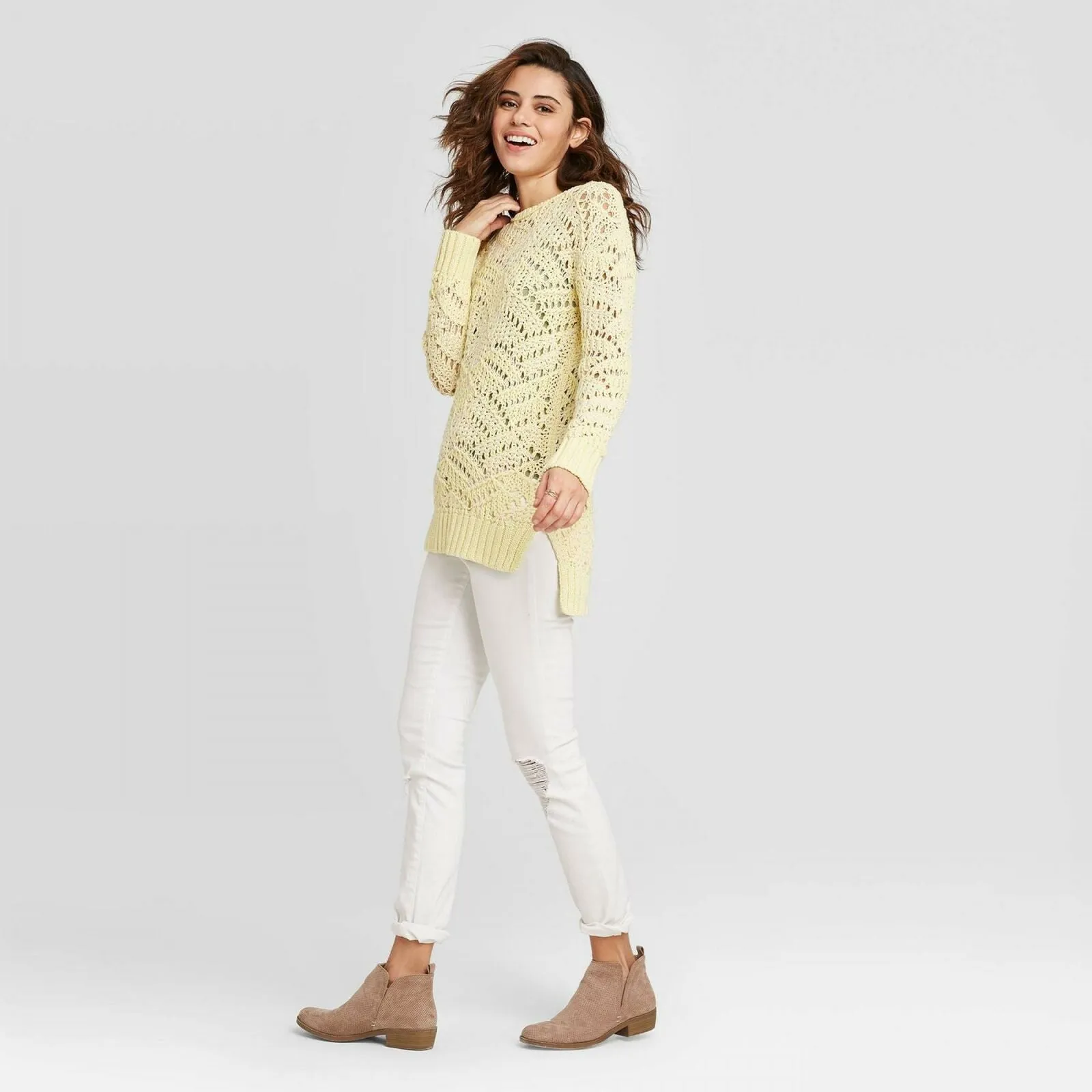 Universal Thread Women's Open Stitch Tunic Sweater
