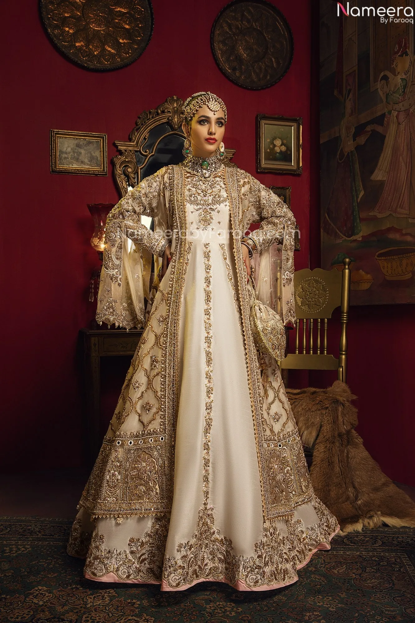 White Bridal Dress Pakistani Designer Attire #BN883