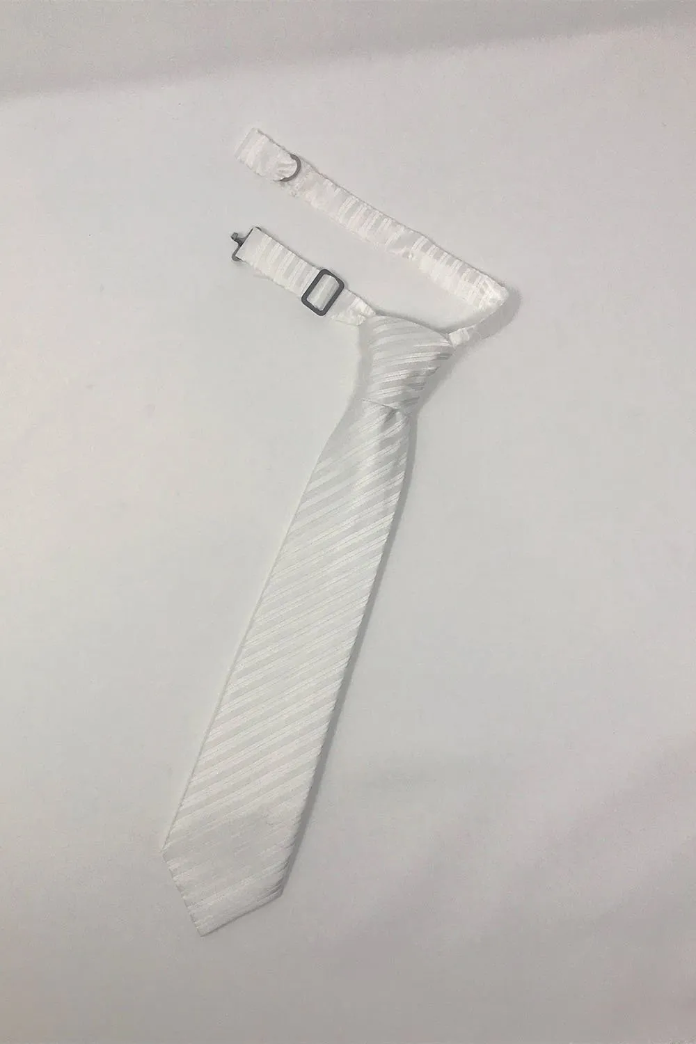 White Newton Stripe Kids Necktie