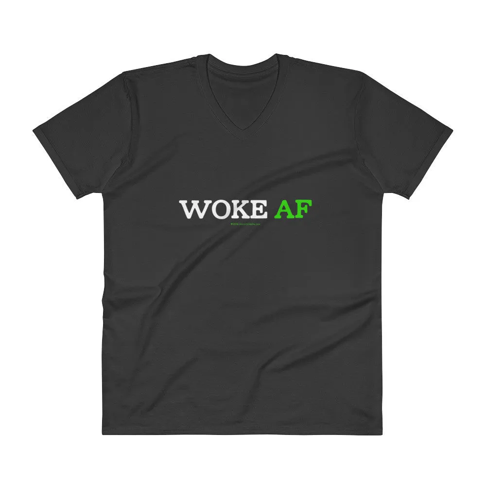 Woke AF Social Justice Awareness Cool Slang V-Neck T-Shirt