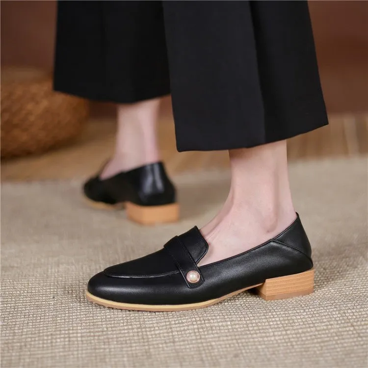 Women's Pearl Low Heel Chunky Pumps